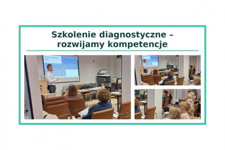 Na zdjęciu pokazane jest kolaż zdjęć przedstawiający osoby spoglądające się na obraz prezentowany ze rzutnika.