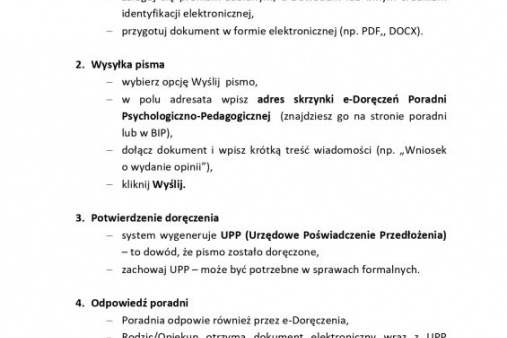 Dokument elektroniczny opisujący procedurę e-Doręczeń